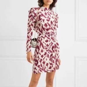 Yoana Ruffled Printed Silk Crepe De Chine Mini Dress In Ecru